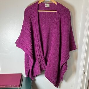 Bonner of Ireland Irish Cable Knit Fuchsia 100% Wool Shawl Sz OS